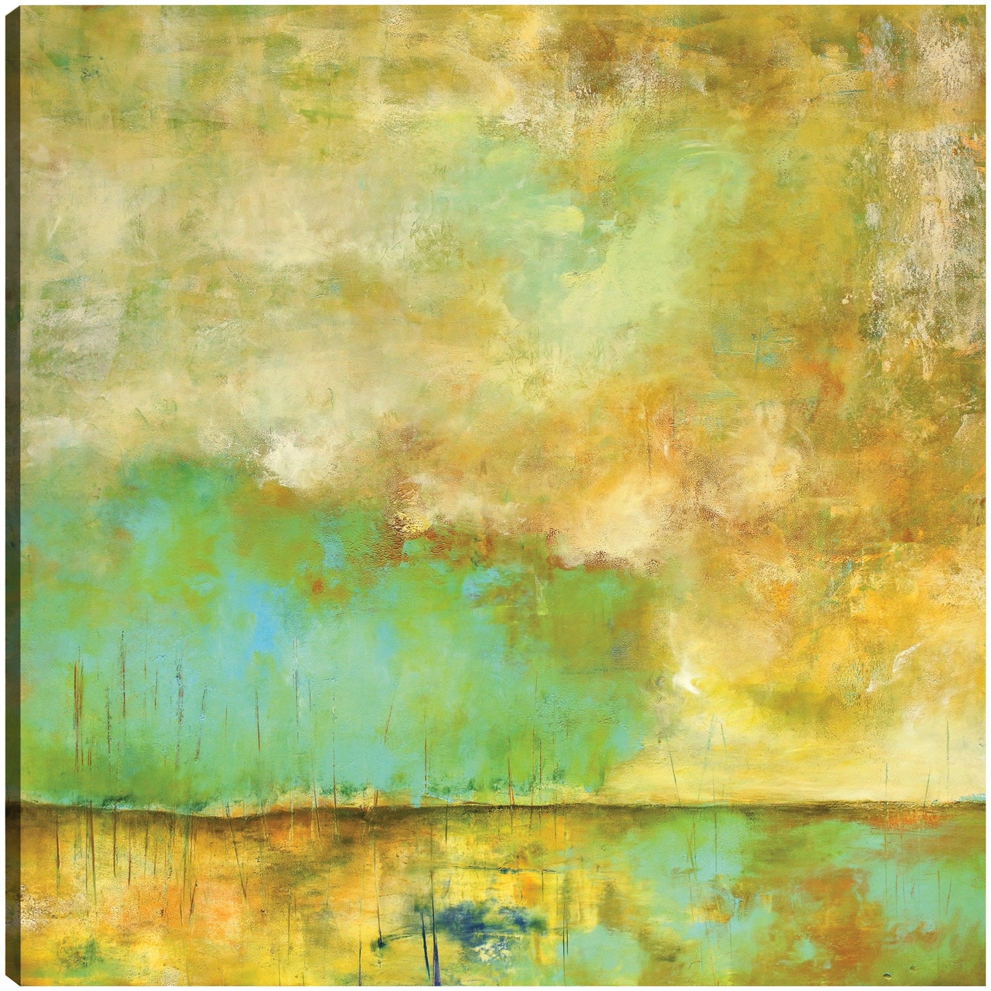 Respiración profunda, árboles verde azulado, quietud - Lisa Mann Fine Art