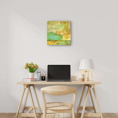 Respiración profunda, árboles verde azulado, quietud - Lisa Mann Fine Art
