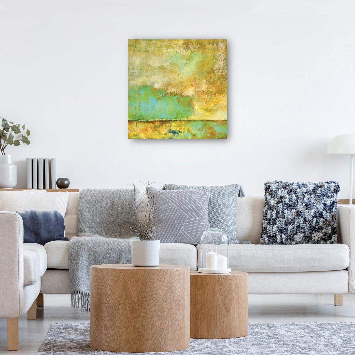 Respiración profunda, árboles verde azulado, quietud - Lisa Mann Fine Art