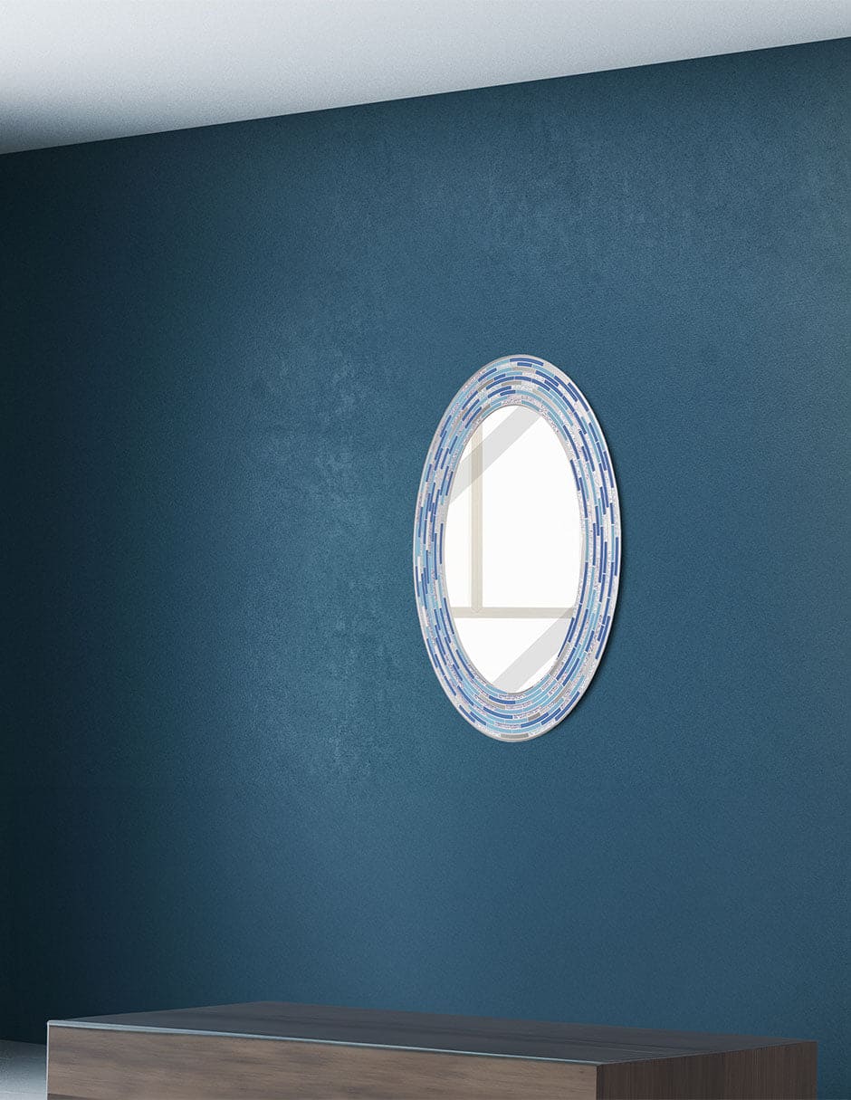 Espejo decorativo de pared ovalado con marco de azulejos