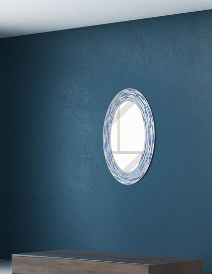 Espejo decorativo de pared ovalado con marco de azulejos