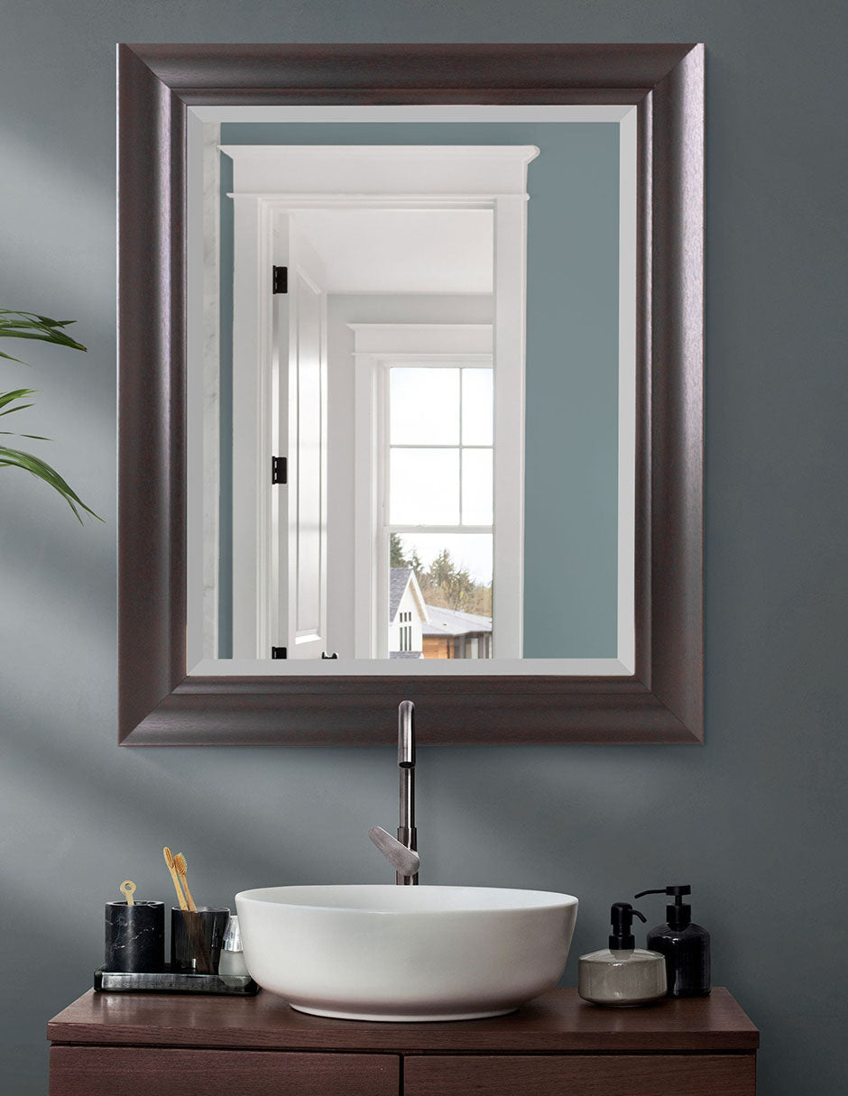 Espejo decorativo de pared con marco rectangular espresso