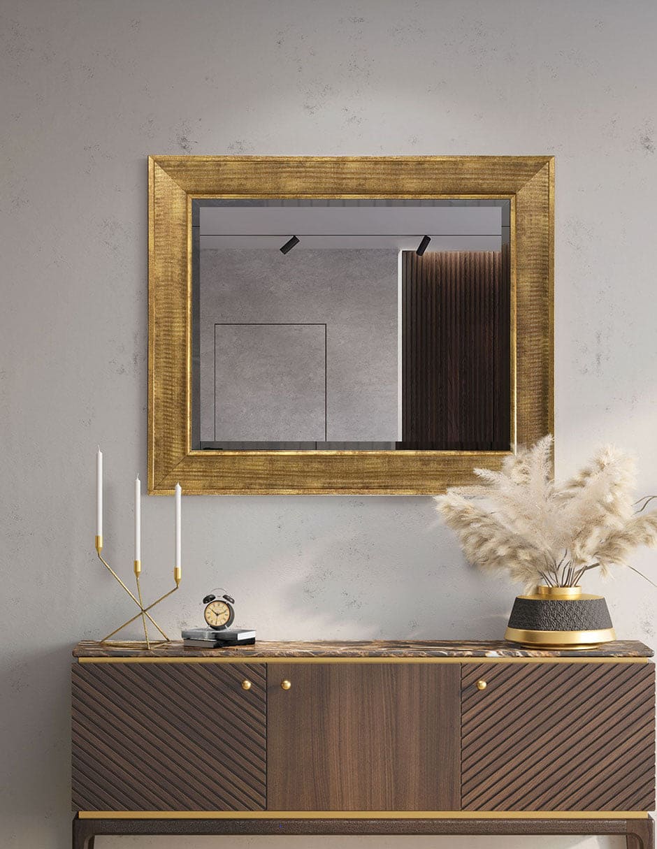 Espejo decorativo de pared con marco rectangular texturizado Pave