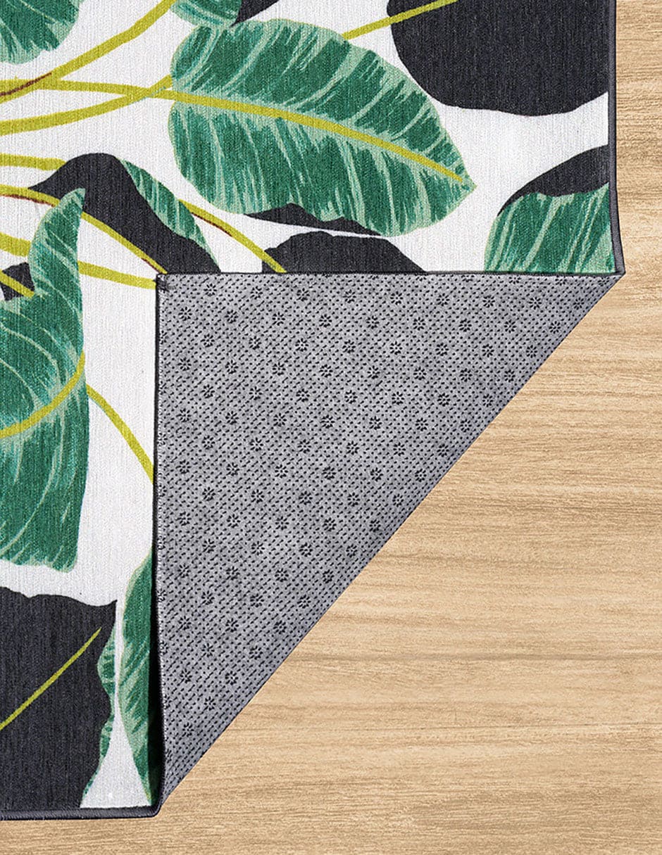 Tapete Decorativo Lavable Hojas de Selva Tropical Esmeralda