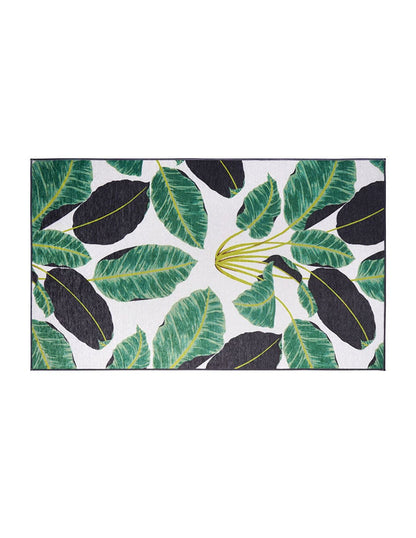 Tapete Decorativo Lavable Hojas de Selva Tropical Esmeralda