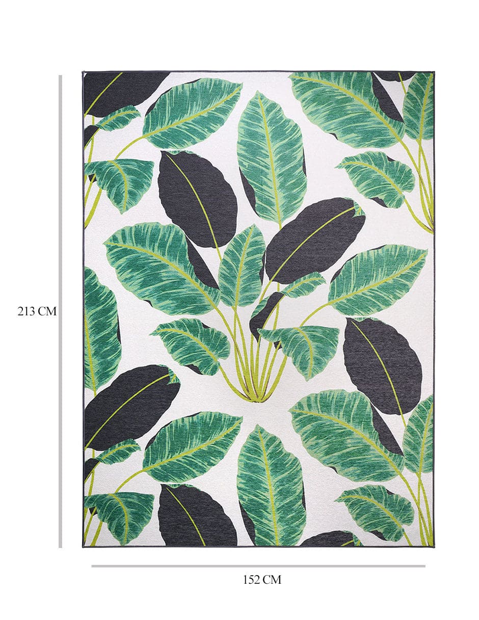 Tapete Decorativo Lavable Hojas de Selva Tropical Esmeralda