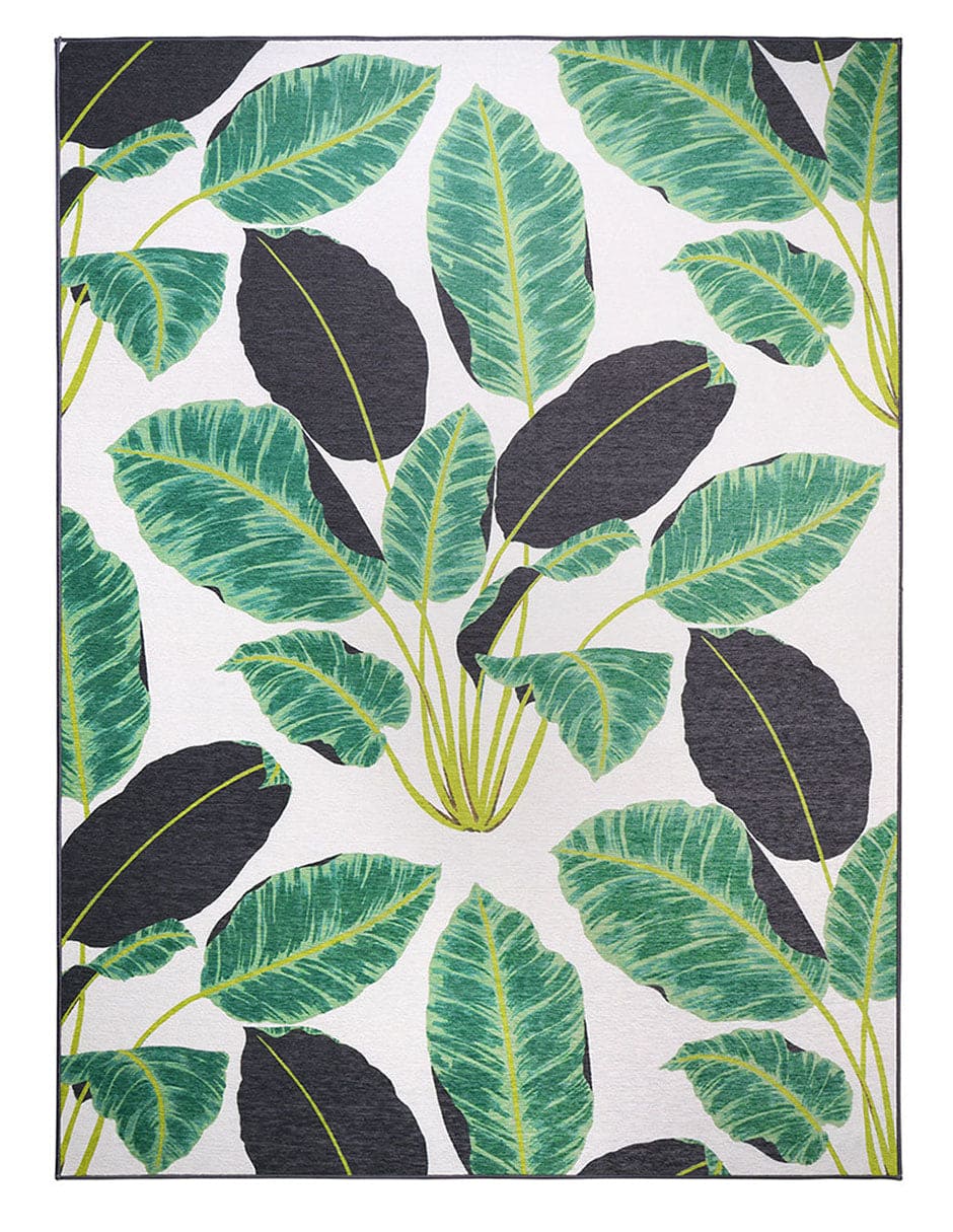Tapete Decorativo Lavable Hojas de Selva Tropical Esmeralda