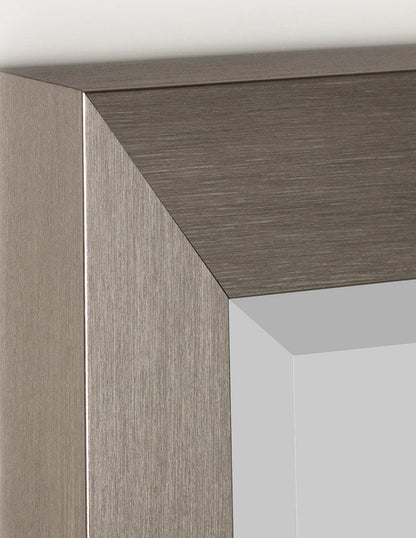 Espejo decorativo biselado con marco rectangular de poliestireno de níquel cepillado
