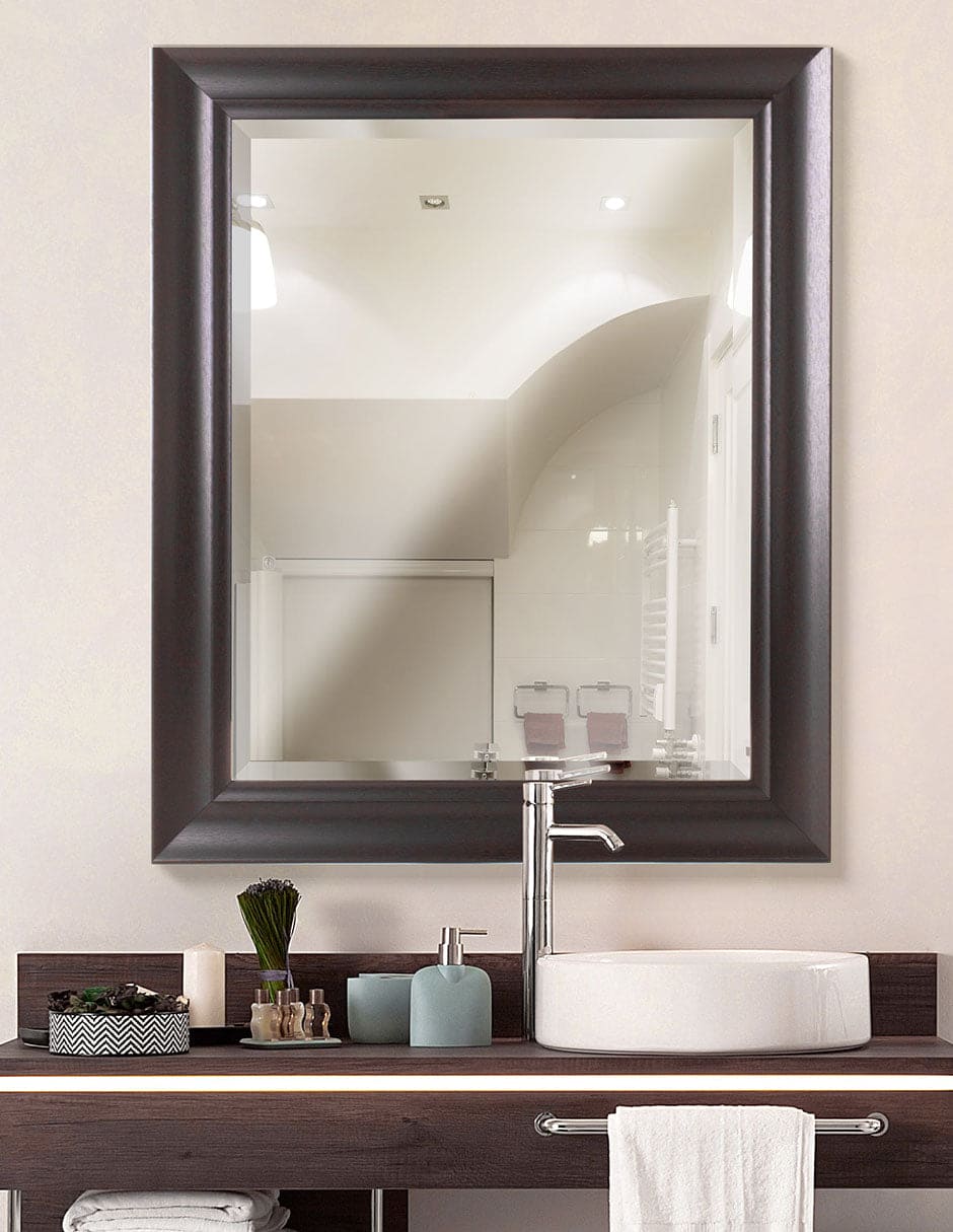 Espejo decorativo de pared con marco rectangular espresso