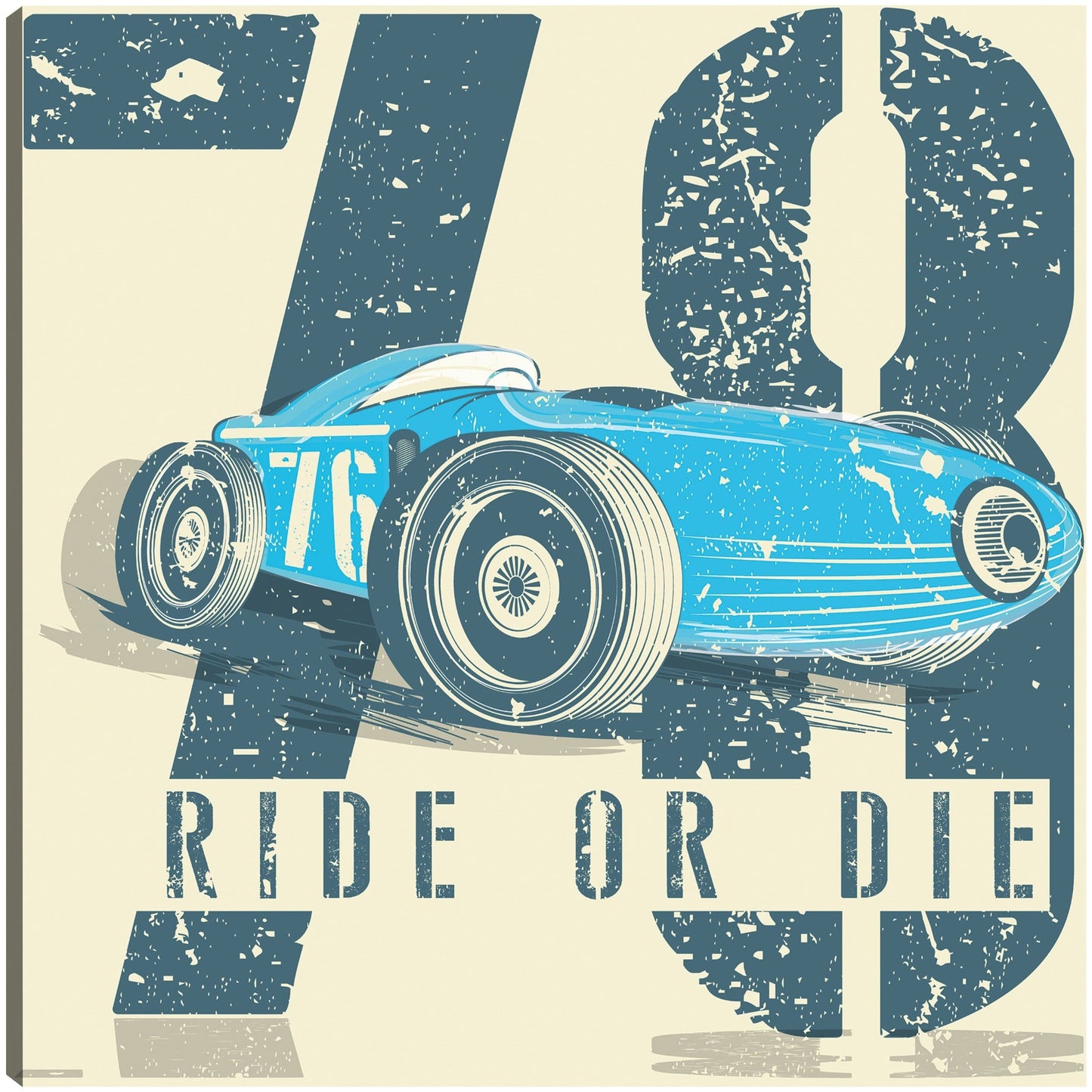 Póster de coche de carreras azul vintage - DP Gallery