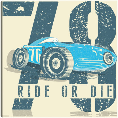 Póster de coche de carreras azul vintage - DP Gallery