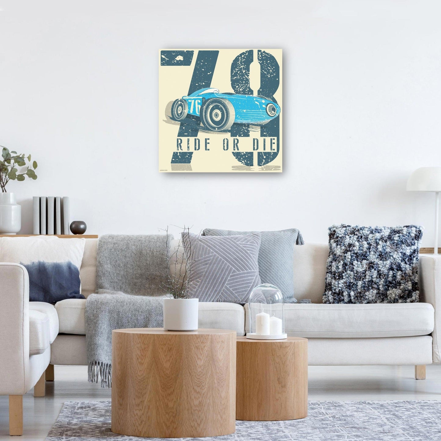 Póster de coche de carreras azul vintage - DP Gallery