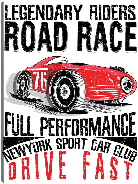 Póster de la carrera de carretera roja vintage - DP Gallery