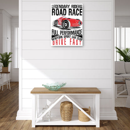 Póster de la carrera de carretera roja vintage - DP Gallery