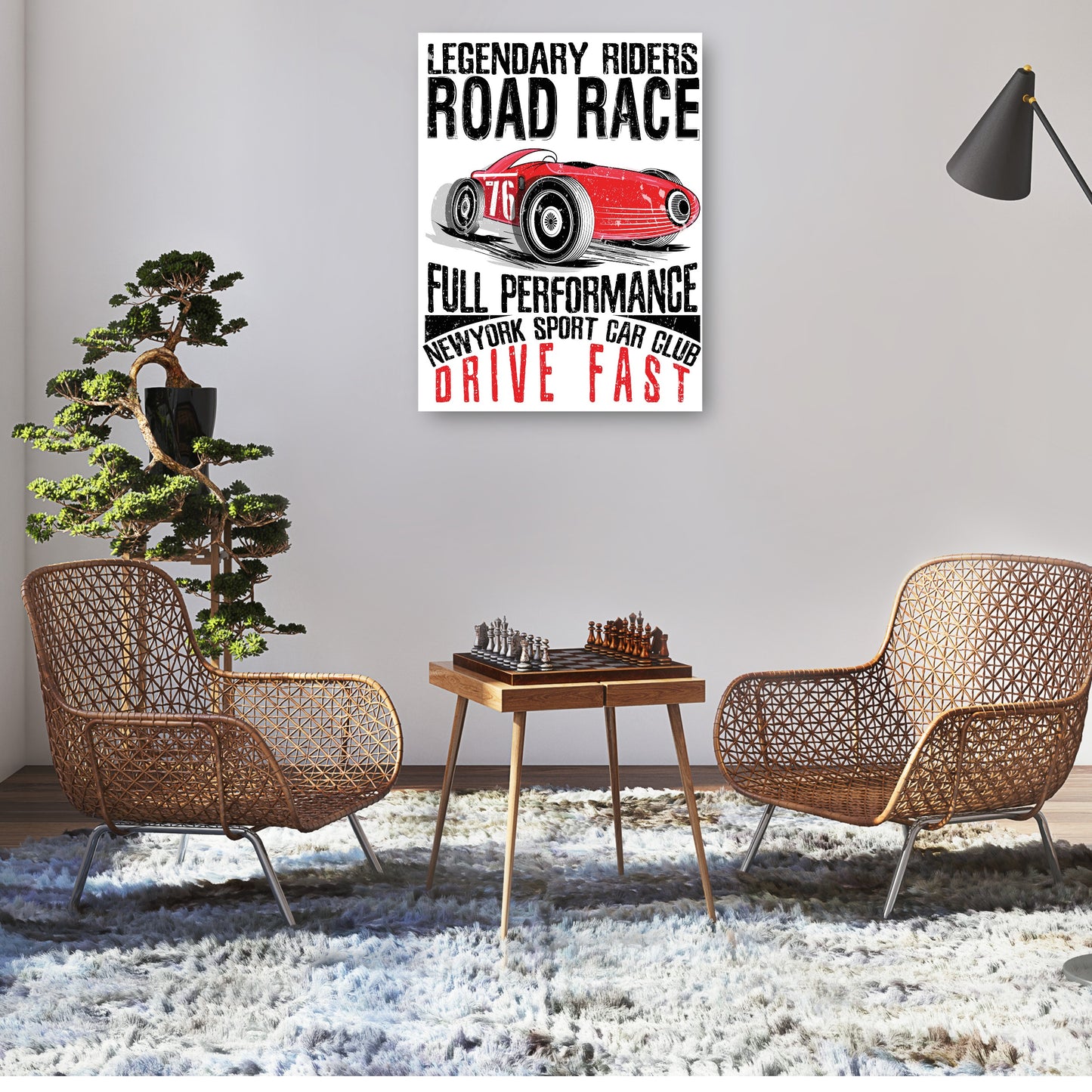 Póster de la carrera de carretera roja vintage - DP Gallery
