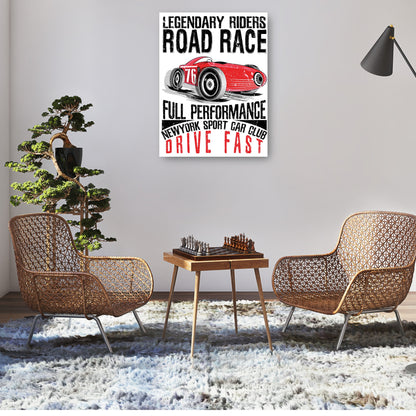 Póster de la carrera de carretera roja vintage - DP Gallery