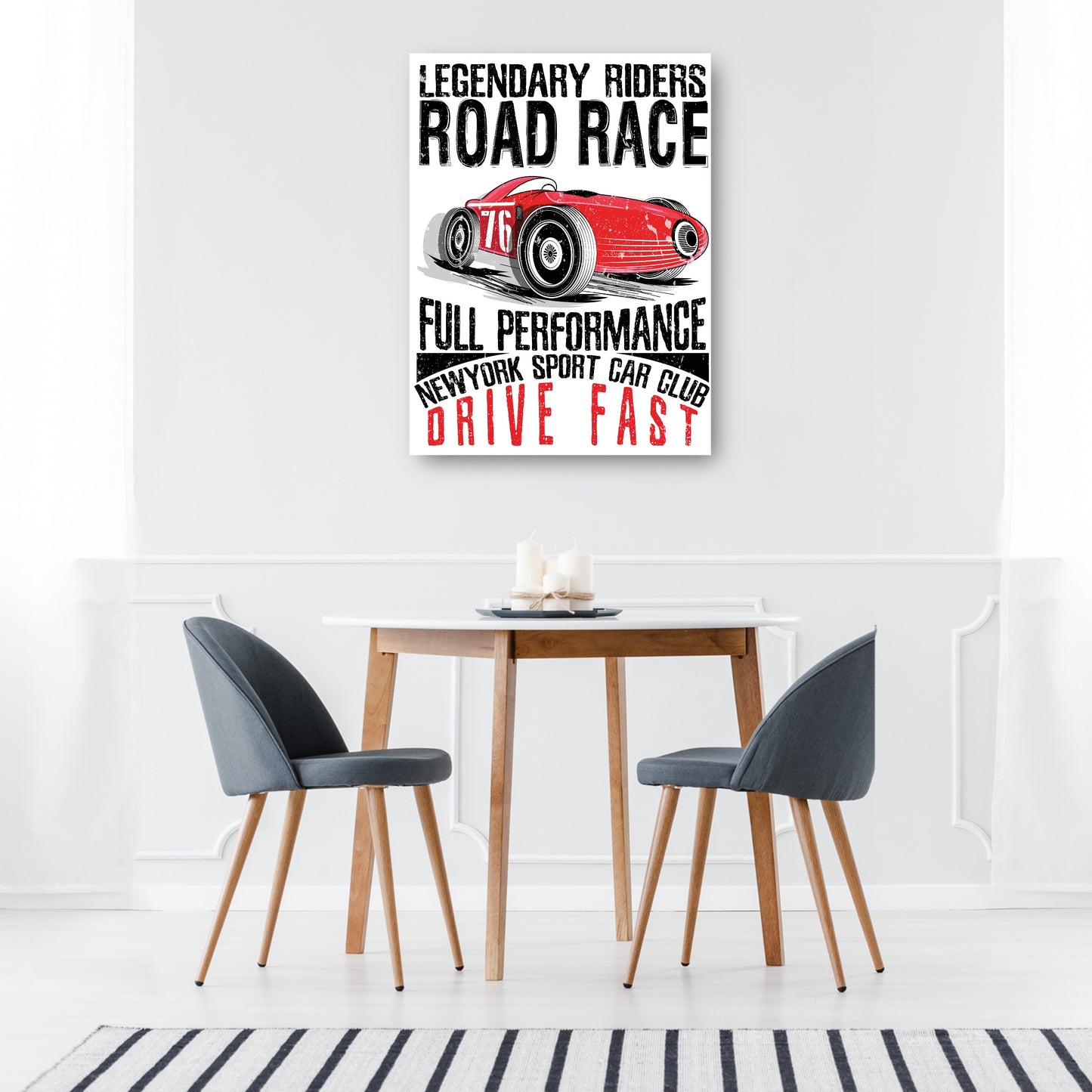 Póster de la carrera de carretera roja vintage - DP Gallery