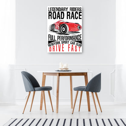 Póster de la carrera de carretera roja vintage - DP Gallery