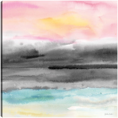 rosa, ocaso, cuadrado abstracto, yo - Cynthia Coulter