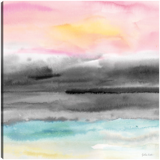 rosa, ocaso, cuadrado abstracto, yo - Cynthia Coulter