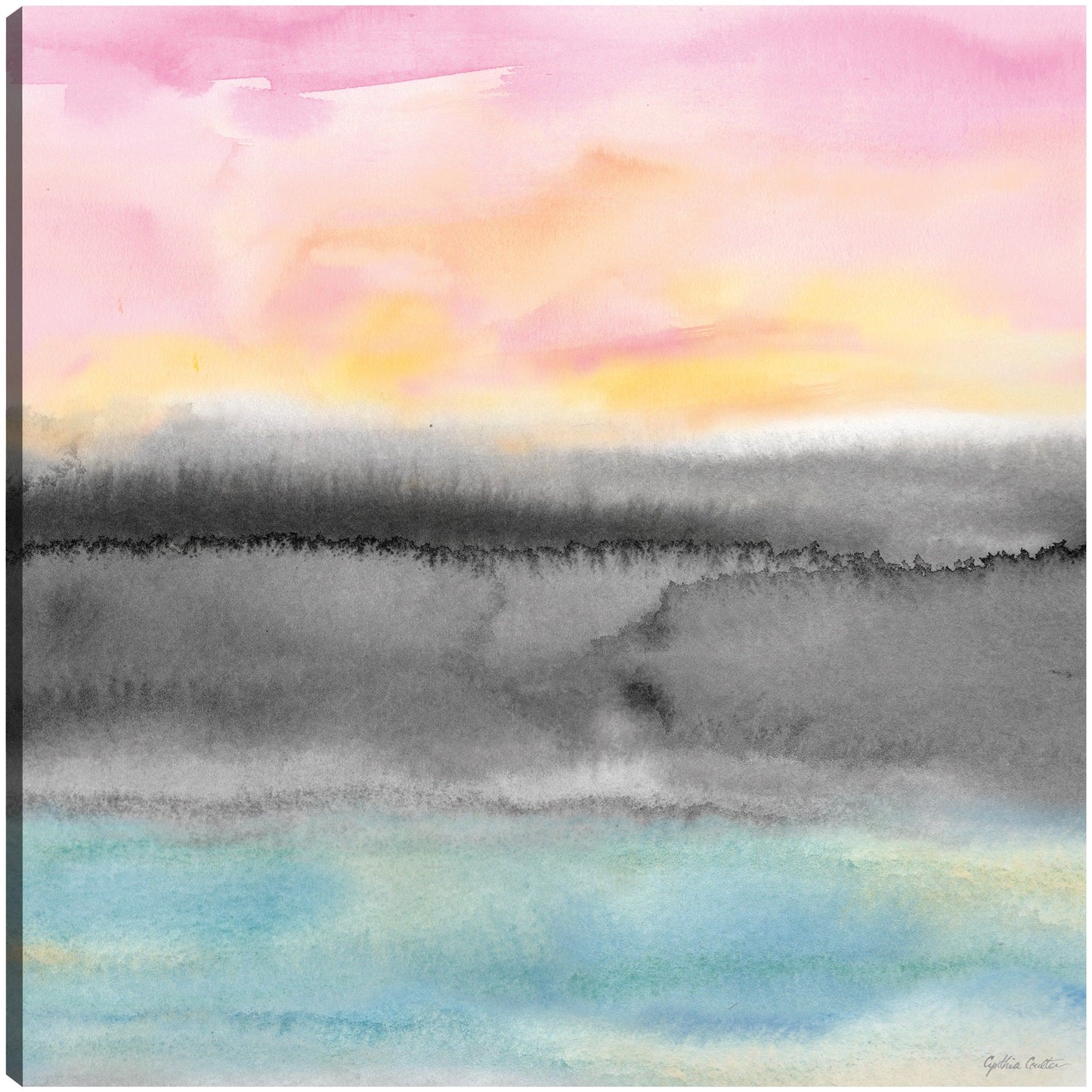 Cuadrado abstracto rosa puesta de sol II - Cynthia Coulter