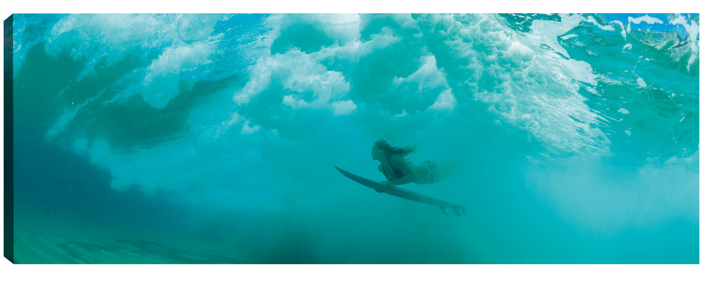 Teal Wave Surfer Chica - Panoramic Images