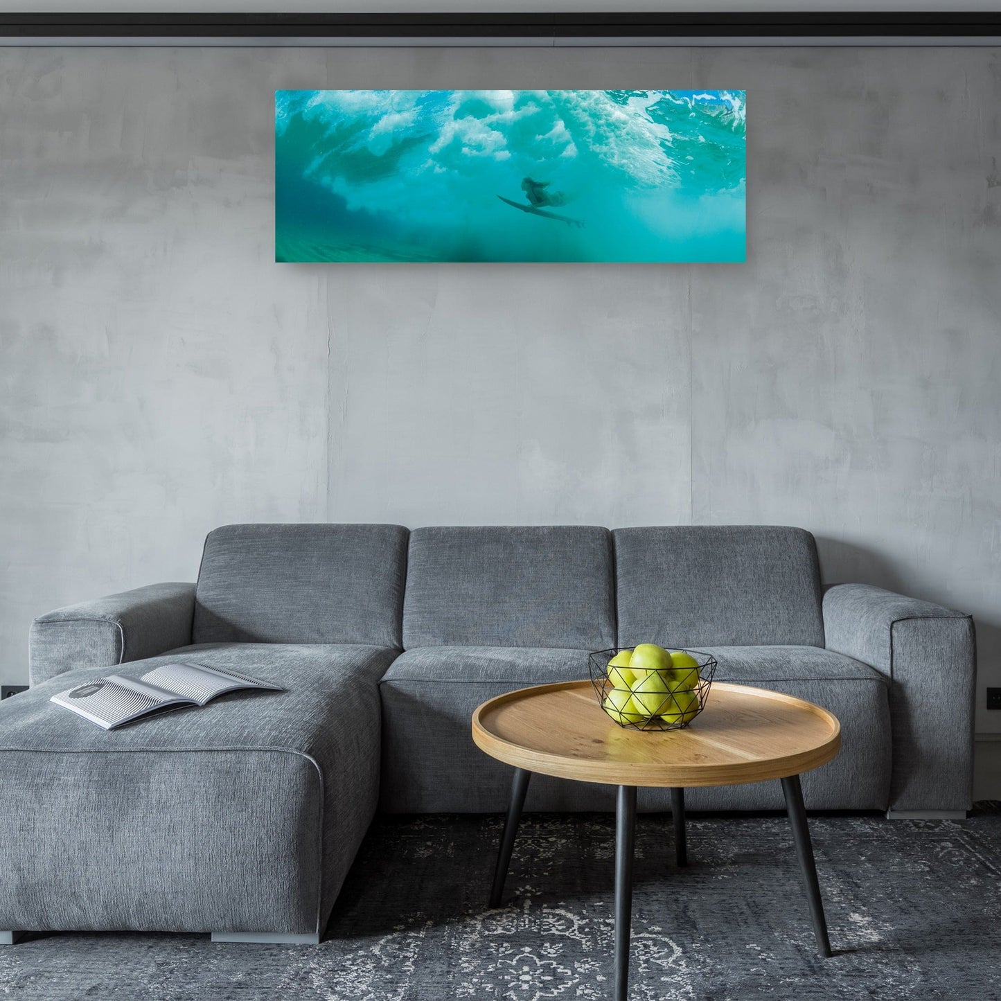 Teal Wave Surfer Chica - Panoramic Images