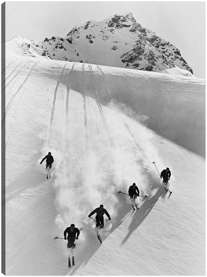 Esquiadores de los Alpes suizos - Vintage Images