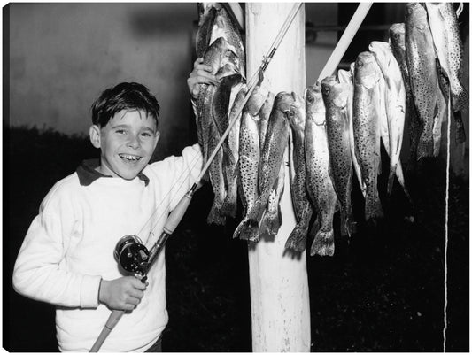 Retro Boy Big Catch - Vintage Images
