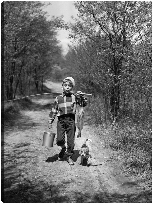 Vintage Country Road Boy - Vintage Images