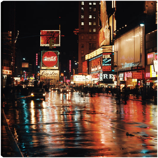 Times Square de neón lluvioso - Vintage Images