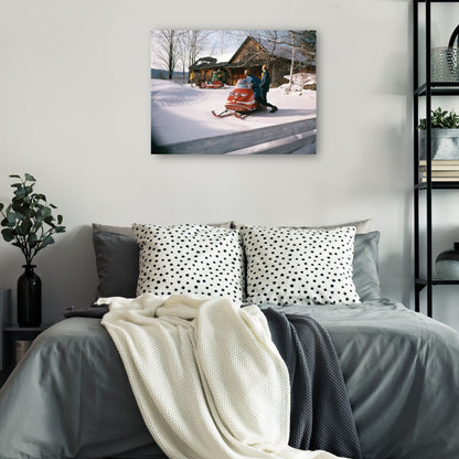 Moto de nieve y Lodge - Vintage Images