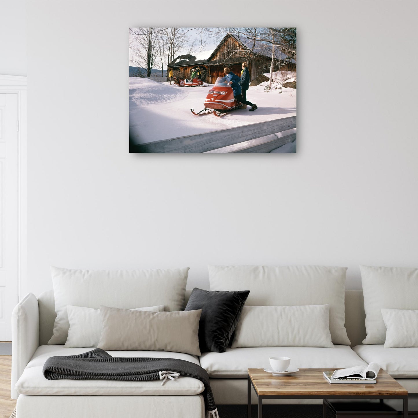 Moto de nieve y Lodge - Vintage Images