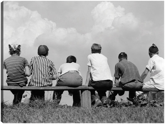 Seis chicos de béisbol - Vintage Images