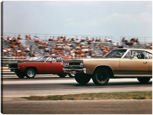 Dos coches de carreras de arrastre - Vintage Images