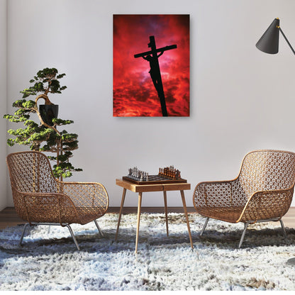 Cruz de Jesús del cielo rojo - Vintage Images