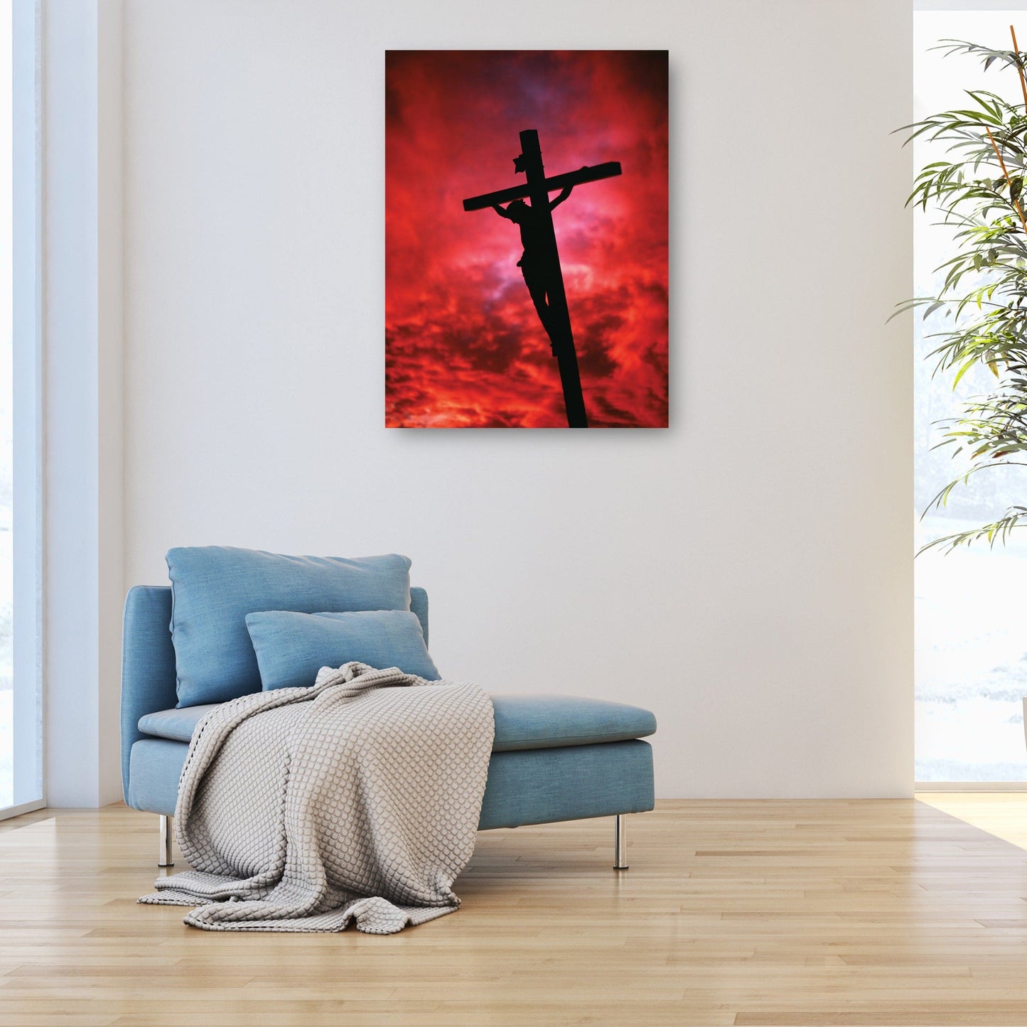 Cruz de Jesús del cielo rojo - Vintage Images
