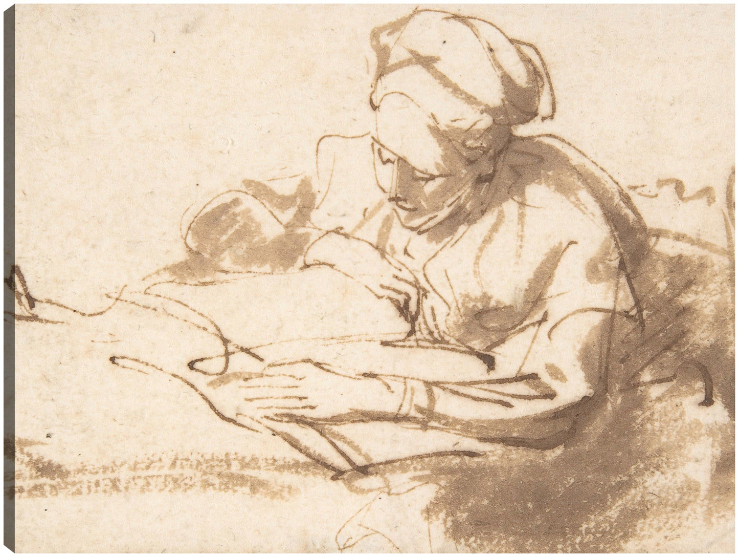 Mujer leyendo (1606-1669) - Rembrandt Van Rijn