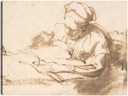 Mujer leyendo (1606-1669) - Rembrandt Van Rijn