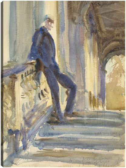 Sir Neville Wilkinson en las escaleras del puente palladiano en Wilton House (1904-1905) - John Singer Sargent