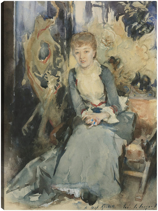 Sra. Reubell sentada frente a una pantalla (hacia 1884) - John Singer Sargent
