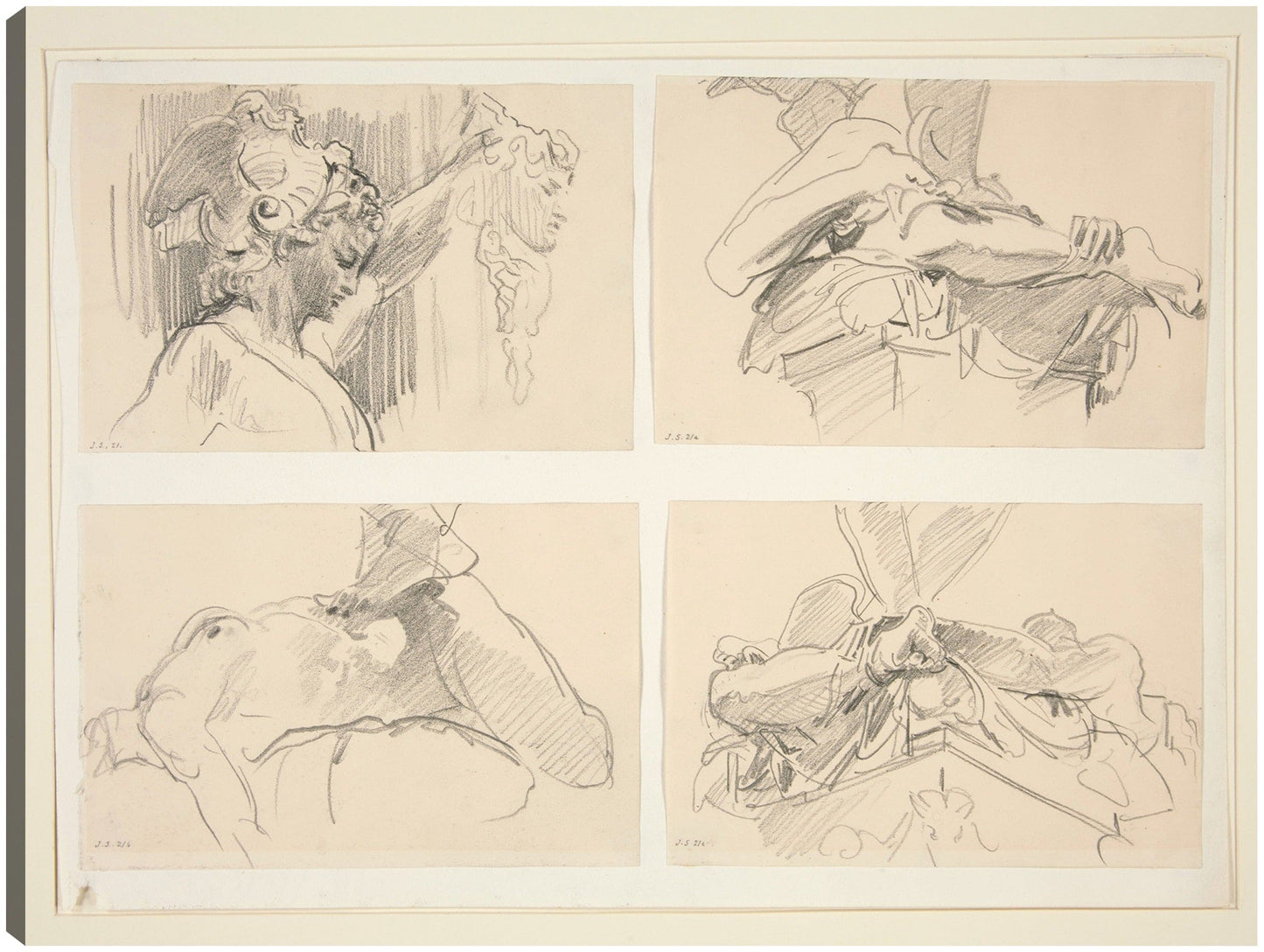 Estudios de Perseo y Medusa de Cellini - John Singer Sargent