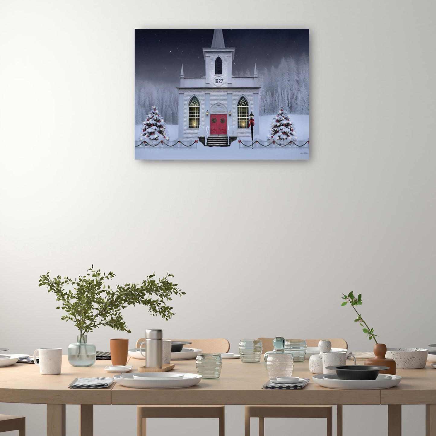 Iglesia de Navidad en la noche - Lori Deiter