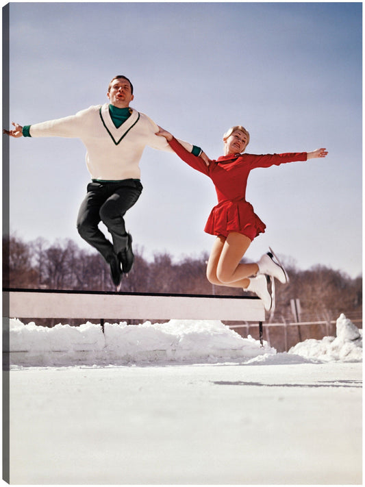 Patinadores sobre hielo saltando - Vintage Images