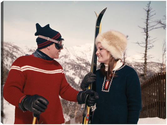 Esquiadores en pareja de invierno - Vintage Images