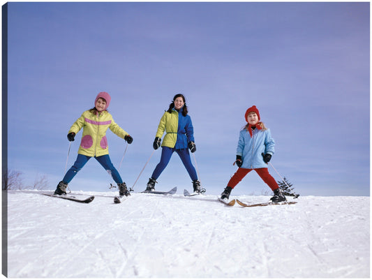 Family Trio Esquí de invierno - Vintage Images