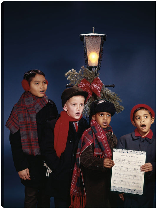 Cantantes de lámparas navideñas - Vintage Images