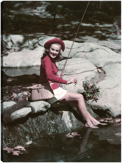 Chica de pesca con mosca vintage - Vintage Images