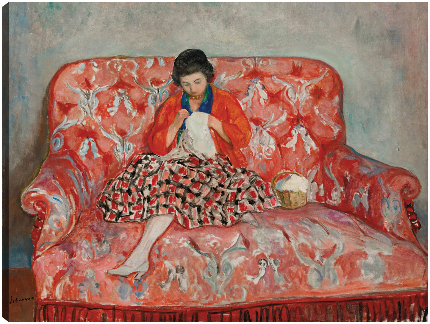 Jeune Fille Cousant Sur Un Canapé (hacia 1925) - Henri Lebasque