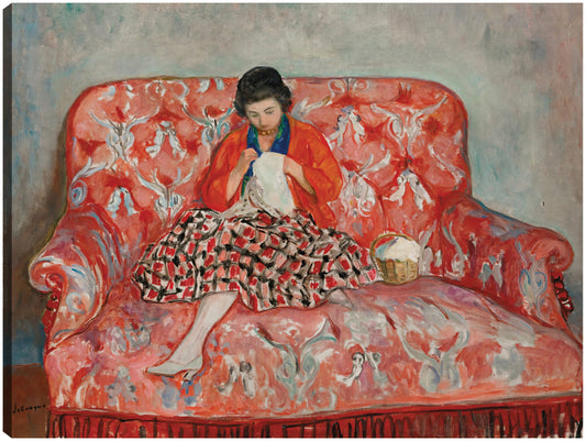 Jeune Fille Cousant Sur Un Canapé (hacia 1925) - Henri Lebasque
